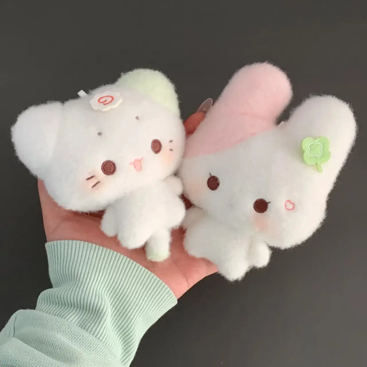 10 cm gefüllte Plüsch-Glückskaninchen-Plüschpuppe, supersüße Nische, Fischkuchen, Katze, Explosion, Anhänger, Taschenanhänger, Schlüsselanhänger, Puppe, Weihnachtsgeschenk