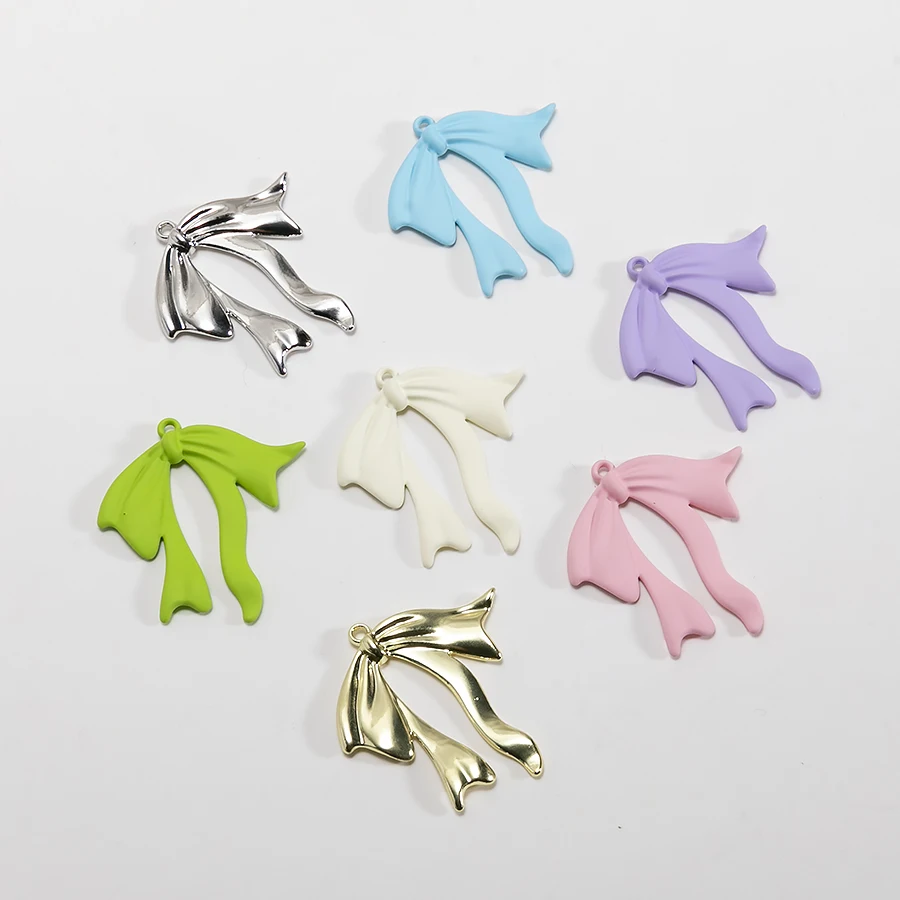 New 10pcs/lot Colorful Enamel Cute Bowknot Charms Multi-style Bow Pendant For DIY Necklaces Earrings Jewelry Making Accessories