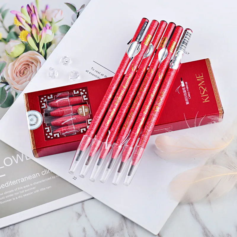 Lápiz de cejas para tatuaje, maquillaje de estilo chino, resistente al agua, potenciadores de tinte, cosméticos profesionales de larga duración