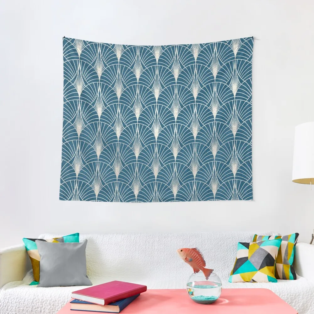 

(Faux) Turquoise and (Faux) Silver Art Deco Pattern Tapestry Outdoor Decoration Bedrooms Decor Room Decorator Tapestry