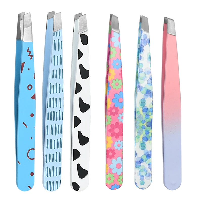 1PC Eyebrow Tweezer Cartoon Pattern Hair Beauty Fine Hairs Puller Stainless Steel Slanted Eye Brow Clips Removal Makeup Tools