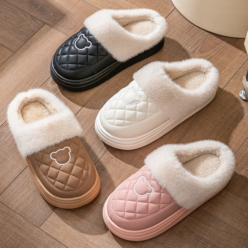 شباشب قطنية للنساء، ديكور منزلي جديد للخريف والشتاء، مضاد للانزلاق ودافئ، مع نعال قطنية سميكة القاع