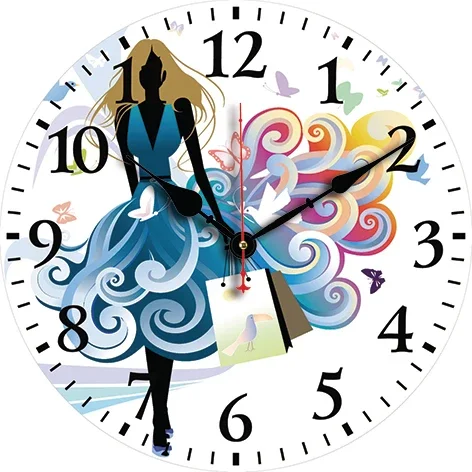 Fashion Women Wall Clock Living Room Bedroom Round Silent Clock Dining Room Office Decoration Clock Home Carfts Art Decor