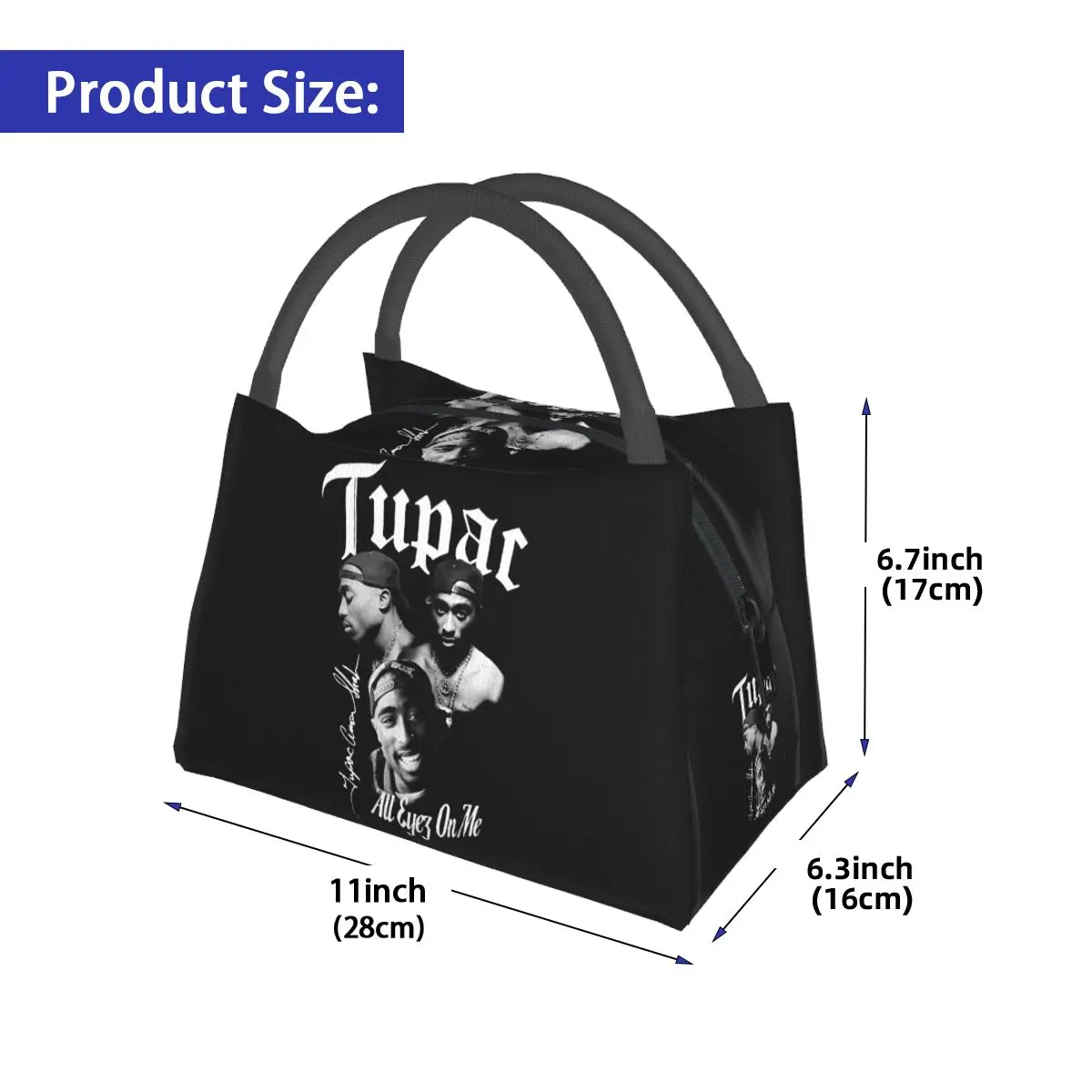 Rapper Tupac 2PAC Hip Hop Insulated Lunch Bag for School Bento Storage Food Boxes Portable Container Cooler Thermal Lunch Box
