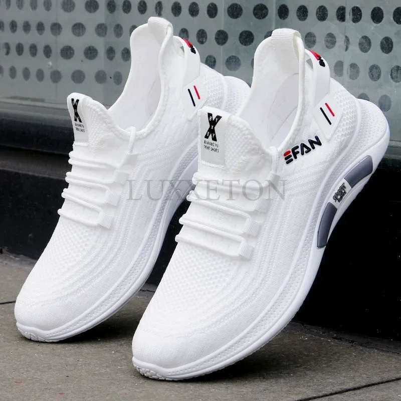 Spring White Casual Shoes Breathable Non Slip Walking Sneakers Men Shoes Outdoor Comfortable Fashion Lace Up Running Shoes