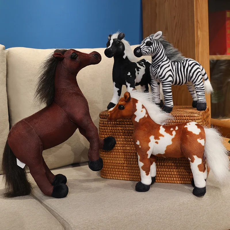 New Simulation Horse Series Plush Toy Lifelike Zebra Ferghana Horse Plush Toys for Birthday Ornament