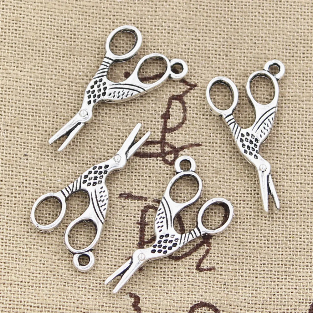20 sztuk Charms szycia nożyczki 28x15mm antyczny brąz kolor srebrny zawieszki dokonywanie DIY Handmade tybetański brąz biżuteria