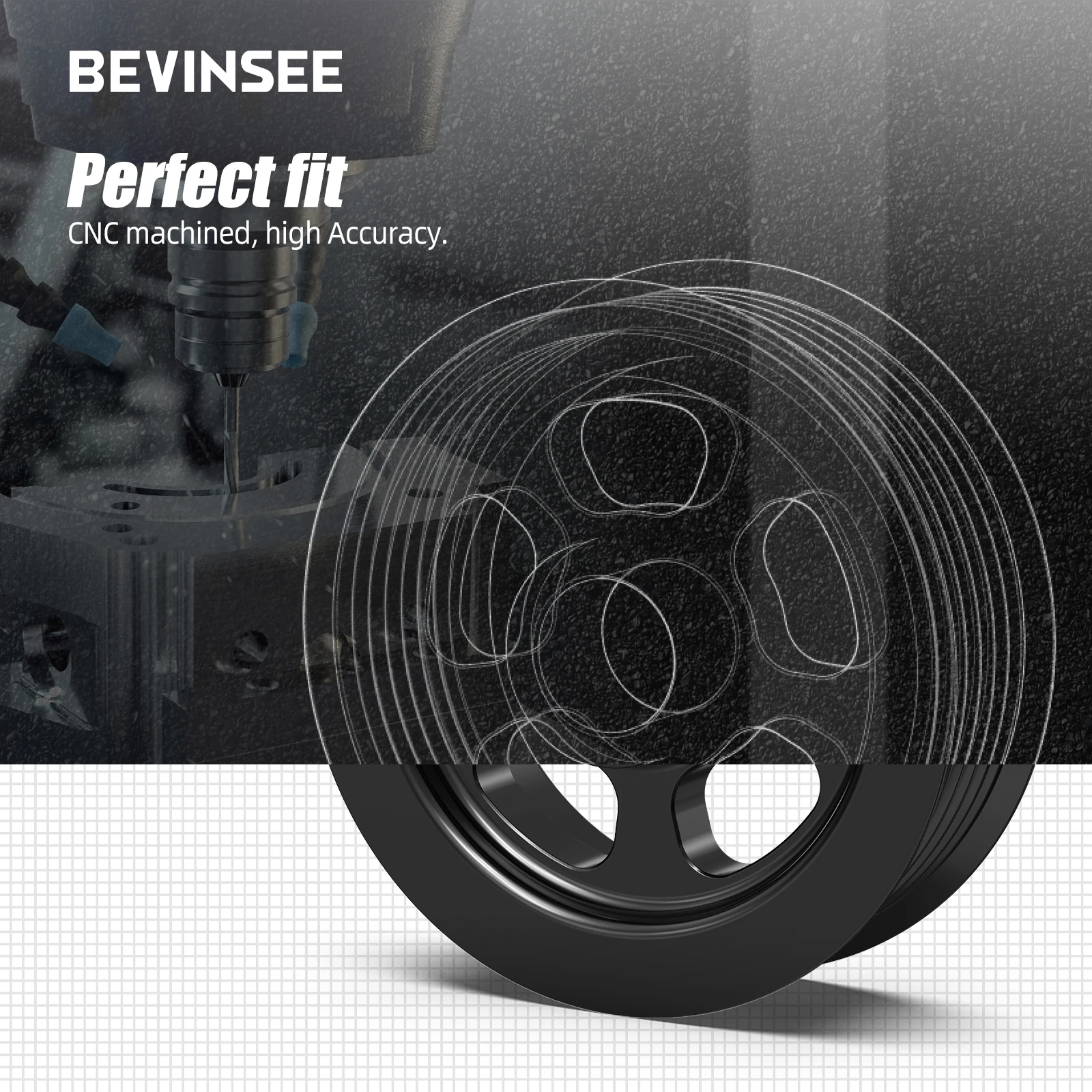 BEVINSEE LS 3\'\' OD Billet Aluminum Overdrive Alternator Pulley 6 Rib for LS1 LS2 LS3 LS6 for Truck SUV V8 models 1999-2003