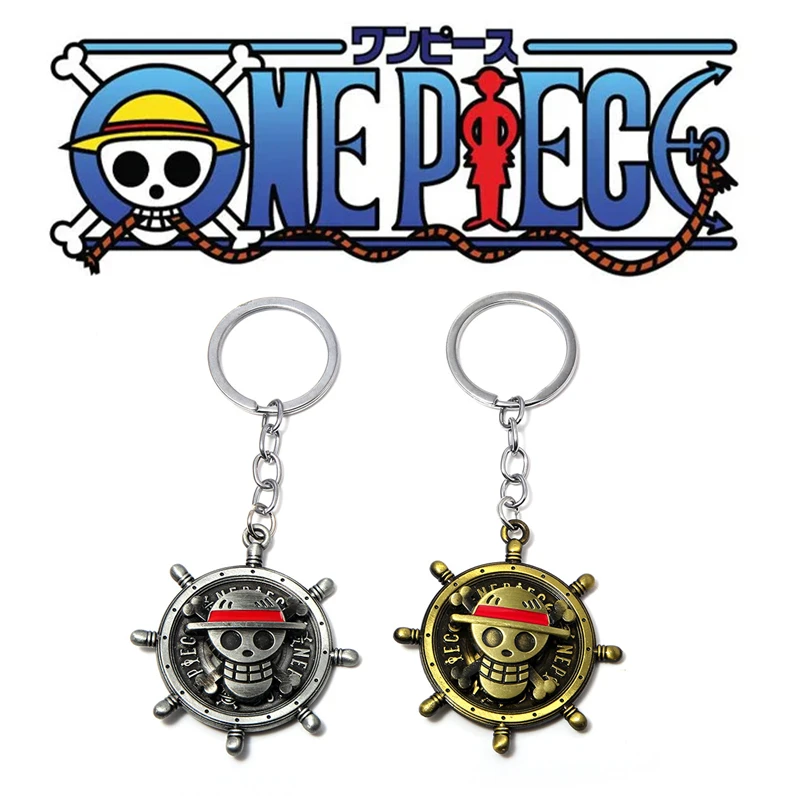 

Anime One Piece Keychain Straw Hat Luffy Zoro Pirate Skull Rudder Compass Keychain Fashion Accessories Car Metal Keychain