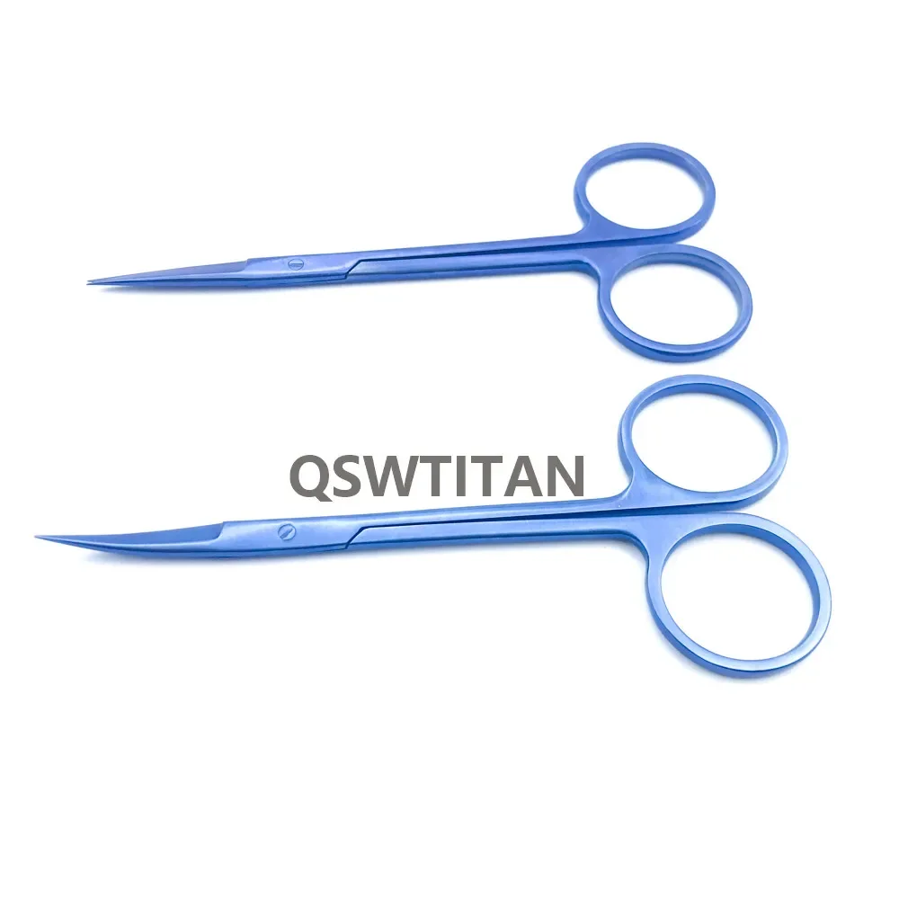 QSWTITAN Titanium 11.5CM Straight/Curved Eye Surgery Suture Scissors Cut Tissue Scissors 40mm Tips Eyelid Tools