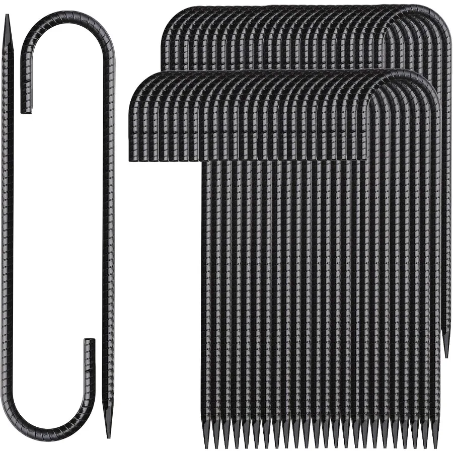 

12 Inch Rebar Stakes 50 Pack J Hook Ground Stakes Heavy Duty Chain Link Fence Stakes Galvanized Anchors Metal Tent Stakes for W