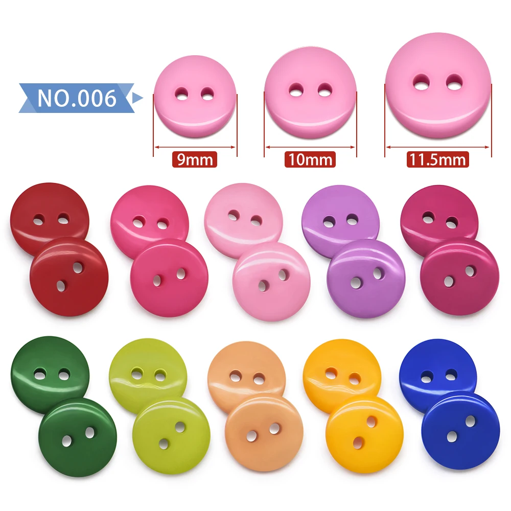 100pcs/lot Resin Button Round 2 Holes 9/10/11mm sew on Small button for child cloth Candy colors handmade DIY accessories