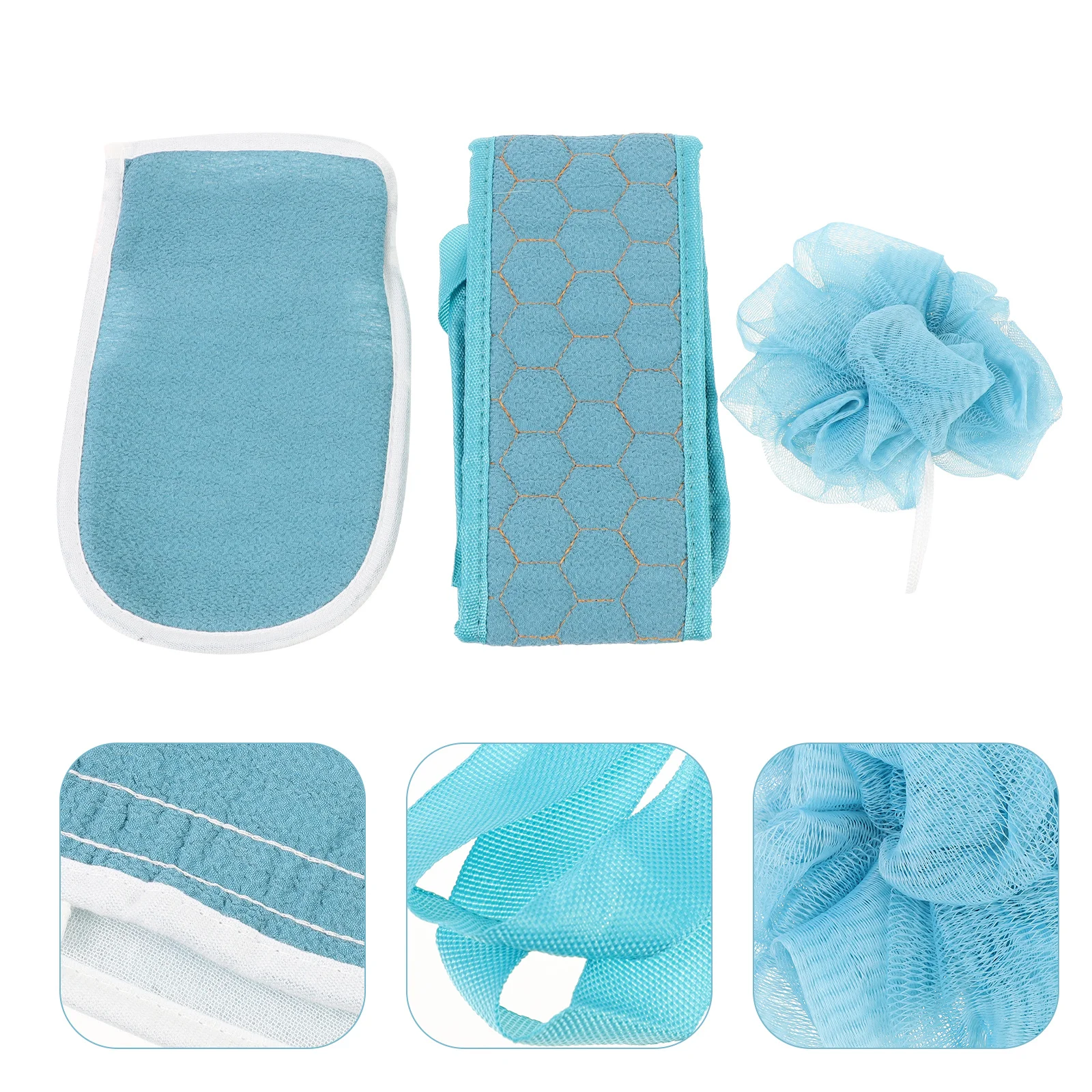 

1 set Bath Towel Set Exfoliating Body Scrubber Shower Back Scrubber Portable Cleaning Mitt Compact Lightweight Bathing Tool
