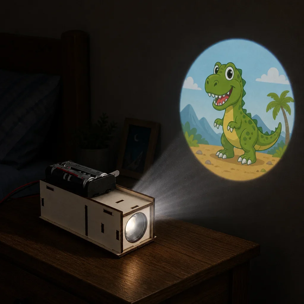DIY Wooden Slide Projector STEM Educational Toys Kids Physics Optical Science Experiment Assembly Kit School Teaching Aids Gifts