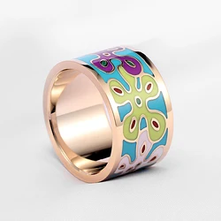 High Quality Party Jewelry Dubai Jewellery Ring Stainless Steel Enamel Jewelry Colored Enamel Ring