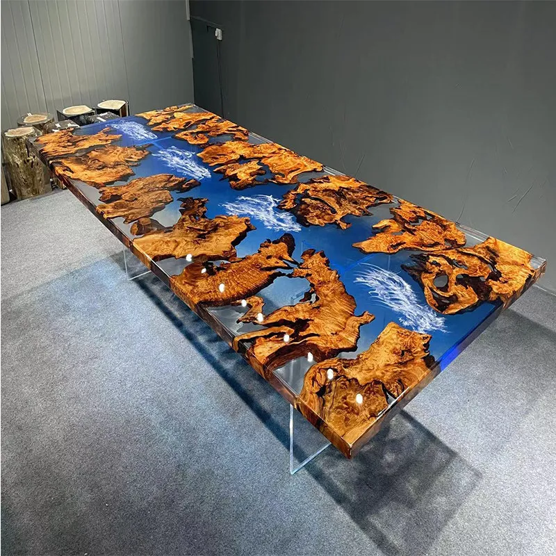 Gold Camphor Resin Tea Table River Table Resin Desk