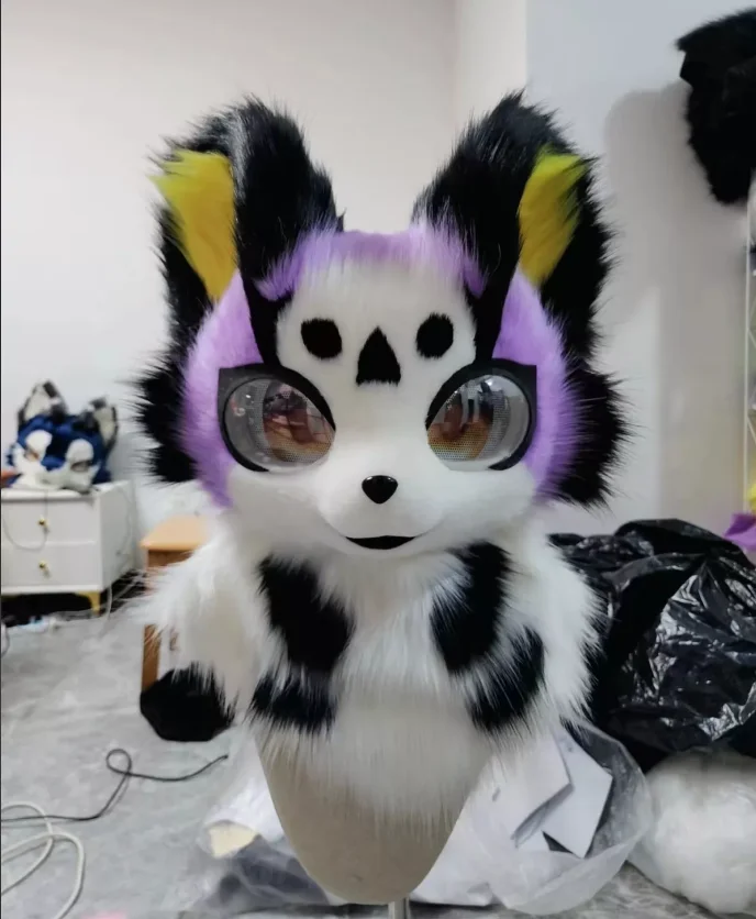 Fursuit pluszowy kostium maskotka Husky dla dorosłych dzieci noszą nakrycie głowy, aby przebranie lisa Cosplay na Halloween