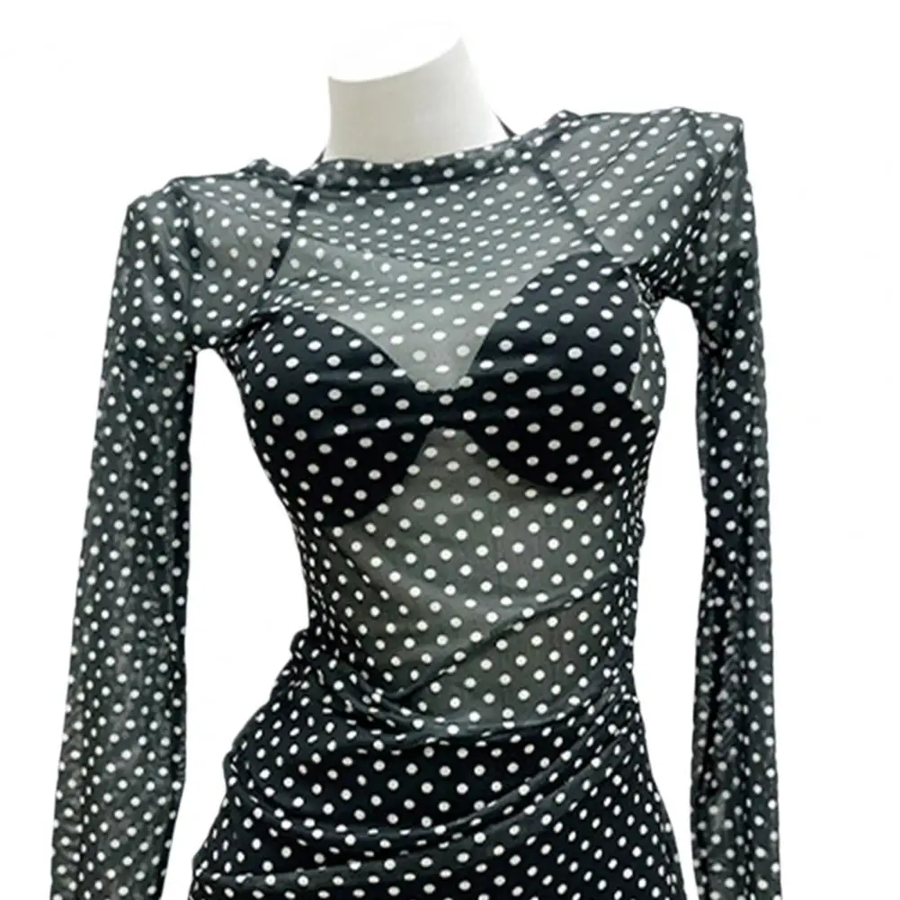 3Pcs/Set Women Swimsuit Set Halter Padded Steel Support Bra High Waist Swimming Trunks Set with Dot Print Cover Up Dress Vacatio