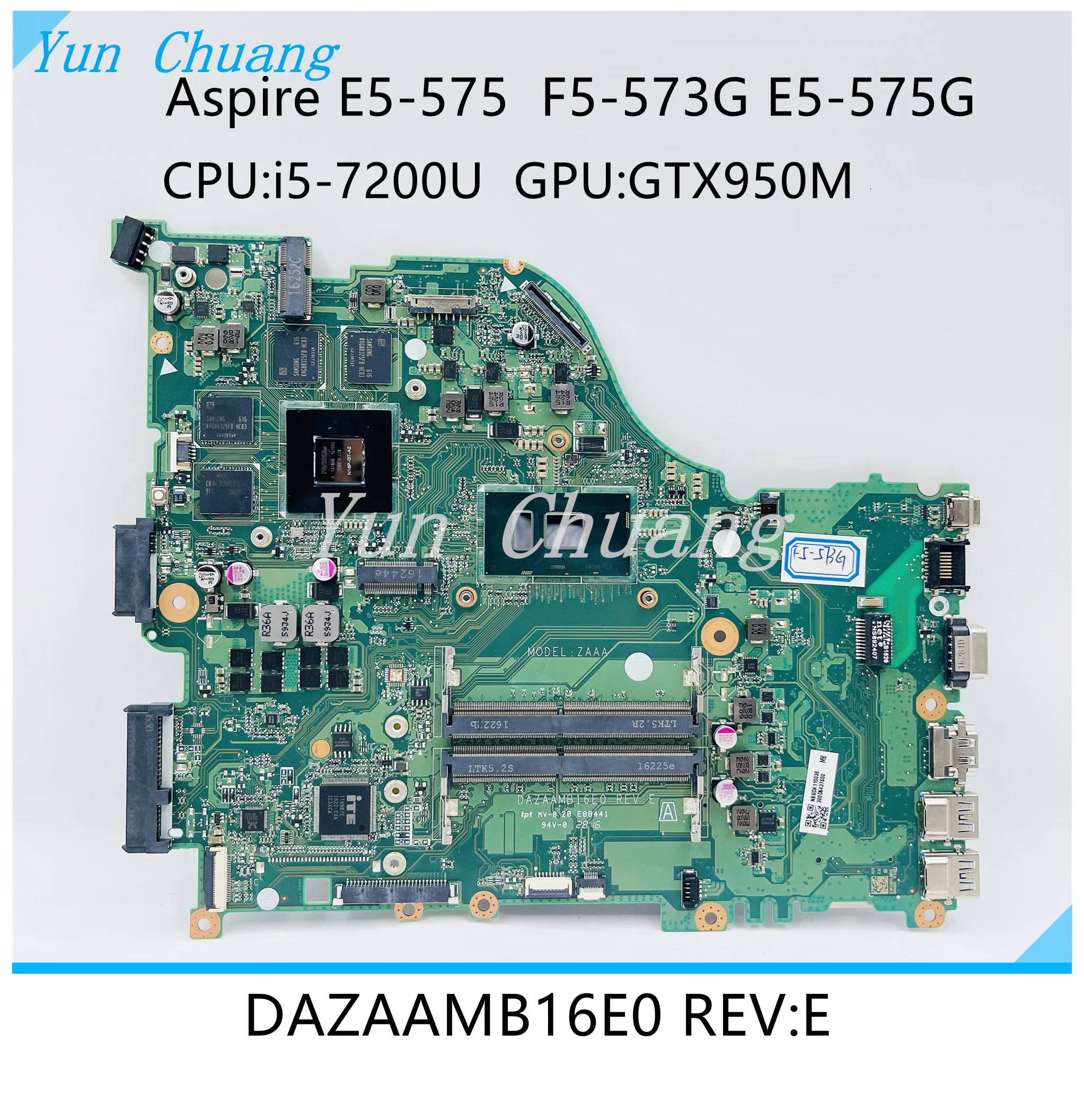 DAZAAMB16E0 NBGDF1100B NB.GDF11.00B For Acer Aspire E5-575 E5-575G F5-573G laptop motherboard With i5-7200U CPU GTX950M GPU DDR4