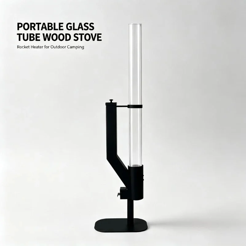 Rocket Stove - Stainless Steel Pellet Stove with Integrated Glass, Portable Heating Stove for Home Outdoor Camping
