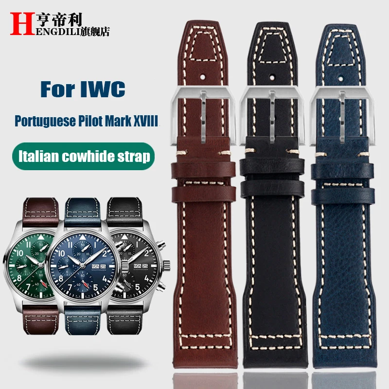 

Cow genuine Leather Watch band For IWC Pilot Mark18 Little Prince IW328201 IW377709 Italian Cowhide Watch Strap 20 21mm Bracelet