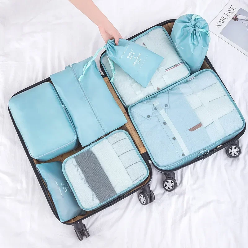 8 Pieces Thickened Travel Storage Bag Underwear Makeup Toiletries Organizer For Clothes Luggage Packing Cube Suitcase Tidy Pouch