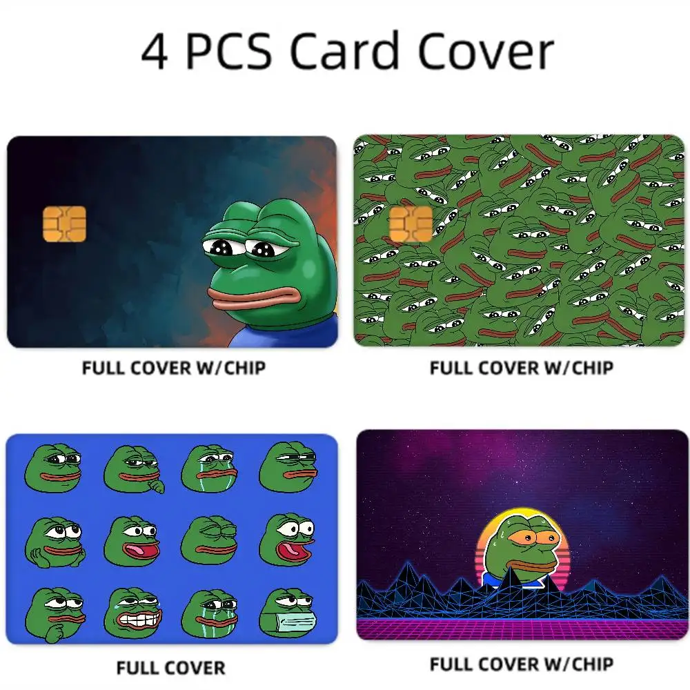 Sad Frog Pepe Anime Sticker Film Skin Cover für Kreditkarte, Debitkarte, Bankkarte, 1 Set mit 4 Stück