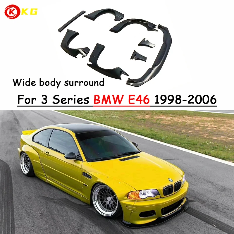 

Car Wide Body Kits For BMW E46 FRP Fiber Glass Bodykit Cover Front Lip Rear Fender Trunk Spoiler Rocket Bunny Parts Car Styling