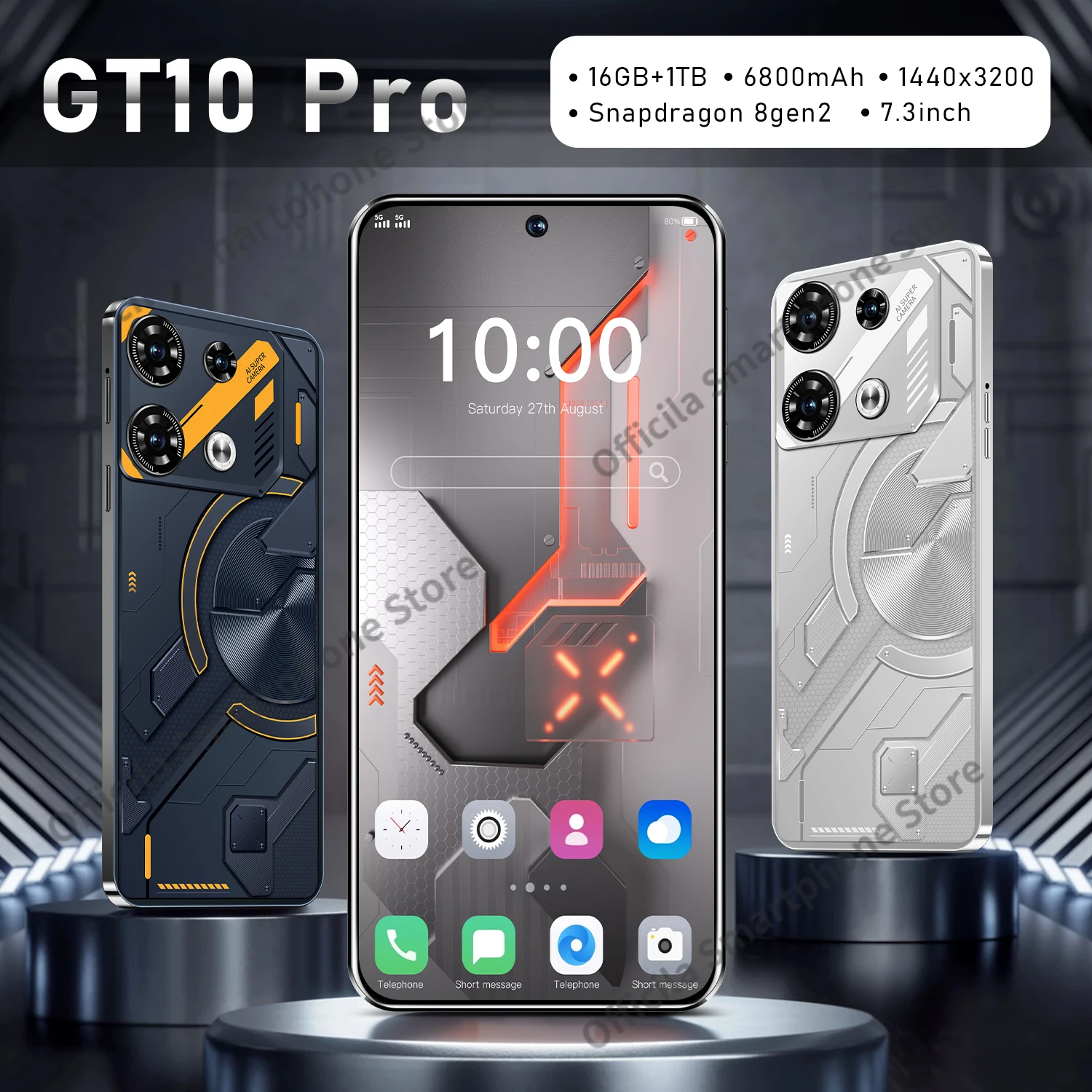

Global Version Cellphones GT10 Pro Smartphone 5G 4G 7.3 HD 6800mAh Cell Phone 108MP Dual Sim Android 13 Smart Mobile Phones NFC