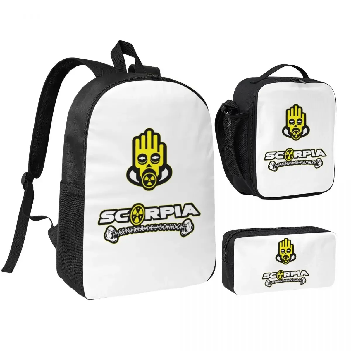 Scorpia - Central Del Sonido Backpack Boys Girls BookBag School Bag Computer Shoulder Bags 3ps Insulated Lunch Bag Pencil Case