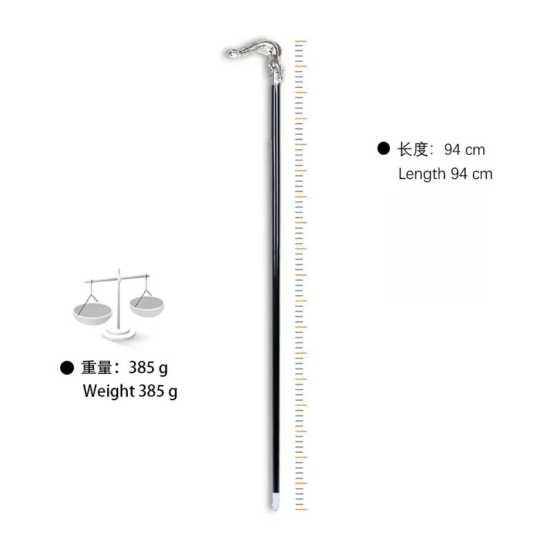 Gentleman's cane silver snake head scepter civilization stick crutch solid wood non-slip