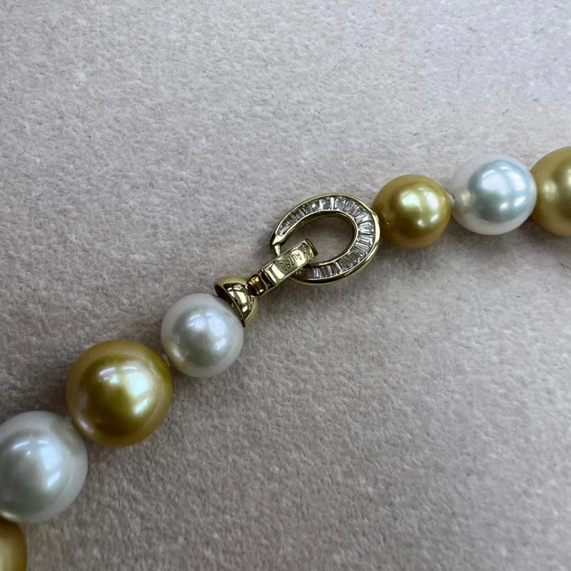 Freshwater Nanyang Golden Balls Mixed Color Australia White Pearl Necklace