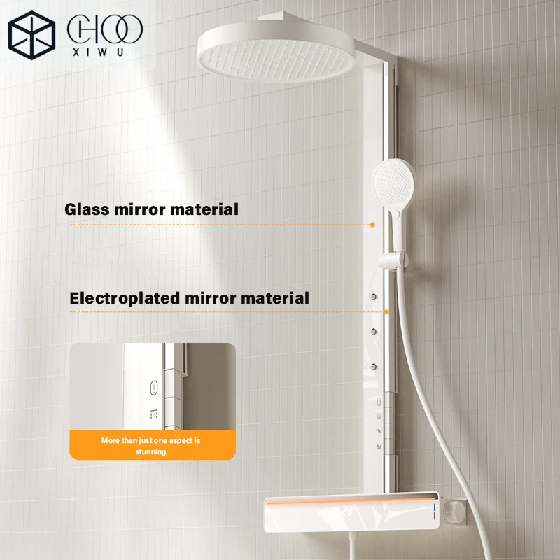Smart shower set, complete with cream-colored style, filtration, skin-beautifying, and pressure-boosting showerhead