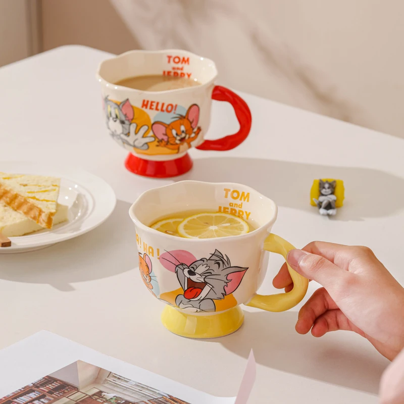 Cartoon Anime Tom and Jerry Ceramics Mug 360 ml Kawaii Drinkware Children Birthday Gifts Breakfast Coffee Milk Office Cereal Cup