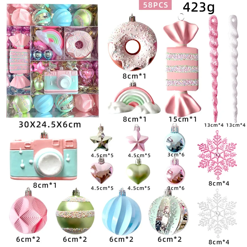 Macaroon Christmas Balls Set Candy Camera Christmas Tree Alien Pendant Festival Plastic Christmas Tree Ornament - Image 6