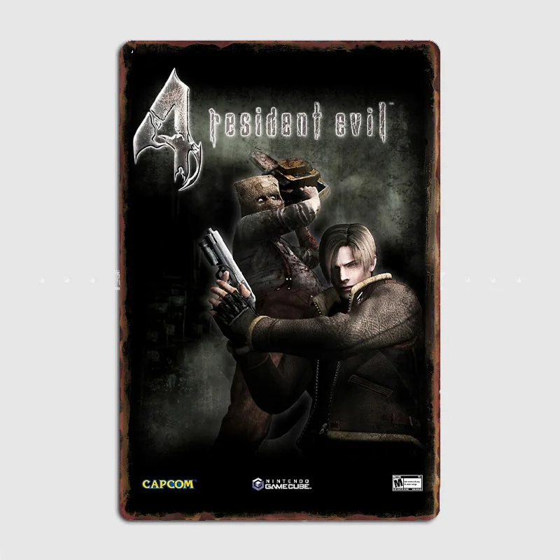 Retro Resident Evil 4 Classic Poster Metal Sign Posters Car Club Bar Interior Bedroom Wall Art Home Decor Room Decoration
