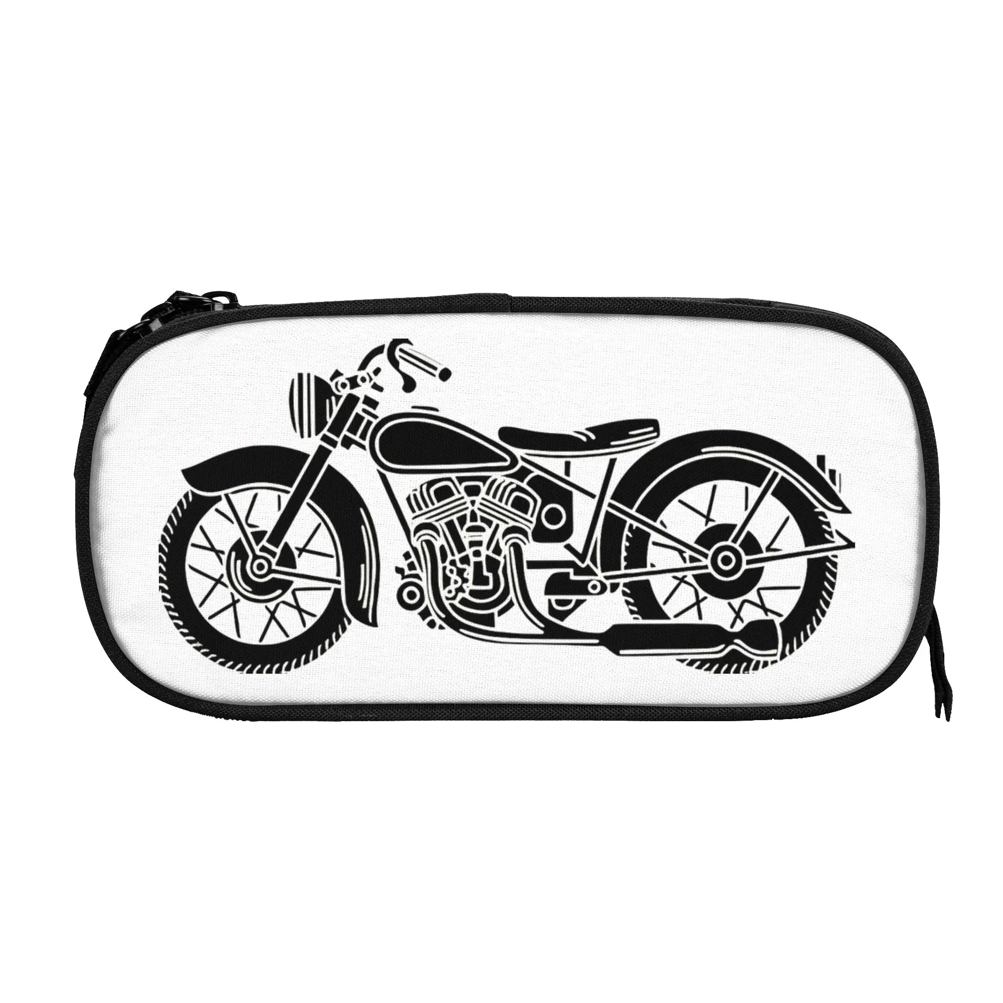 

1 piece Lightweight Bike Pencil Case Boys Pen Bag Motorcycle Line Art School Pencil Pouch