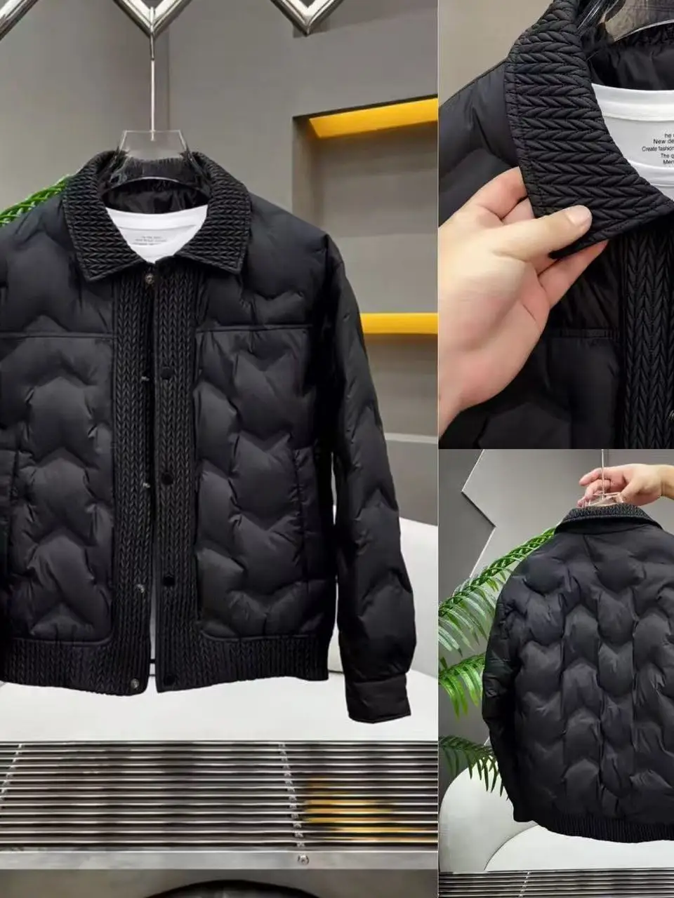 

Высококачественная зимняя мужская теплая верхняя одежда с тонким клетчатым воротником, повседневная теплая верхняя одежда из полиэфирного волокна Long Sve