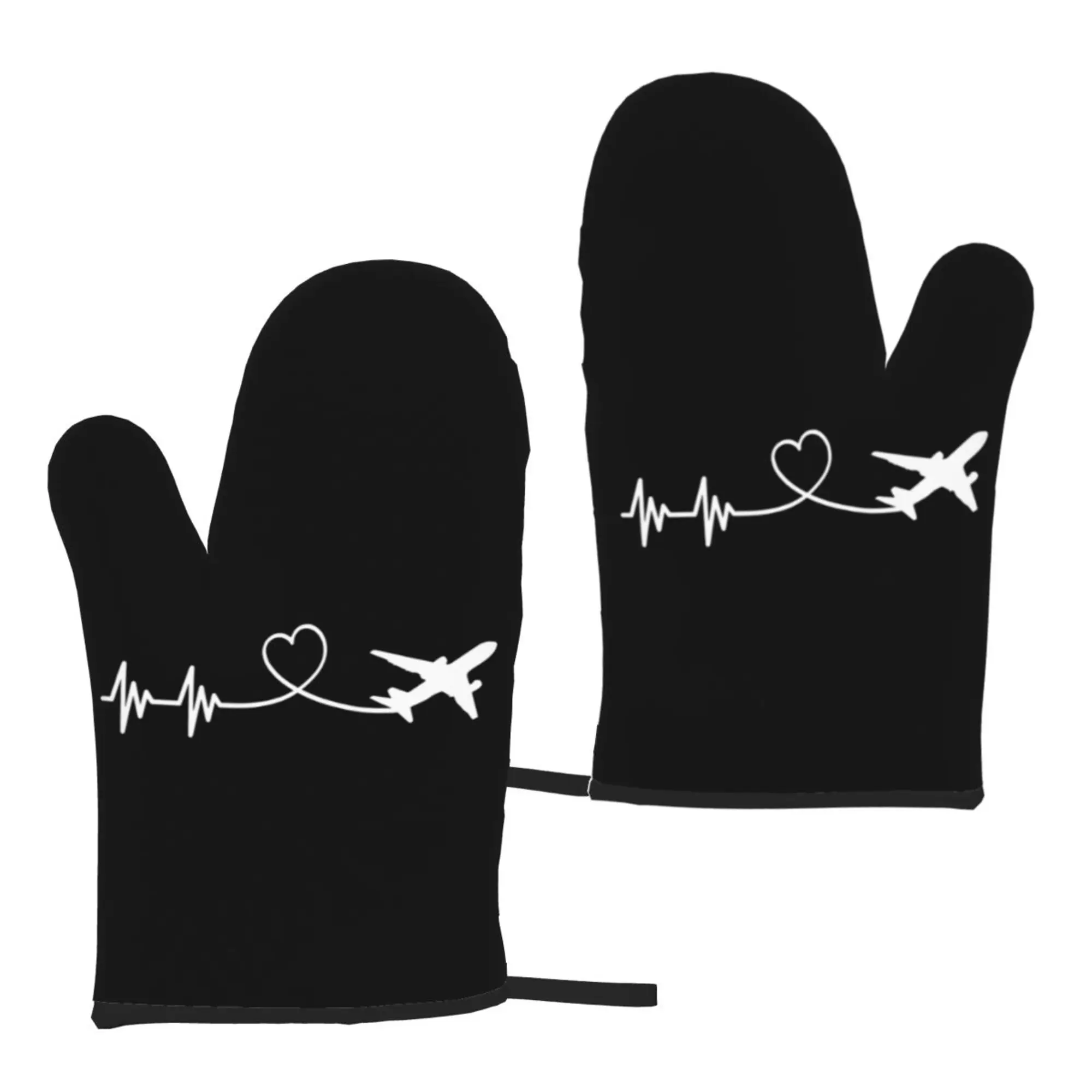 Airplane Black Cool Black Oven Gloves Bbq Gloves for Men Women Christmas Holiday Cooking Grilling Microwave Gloves Kitchen