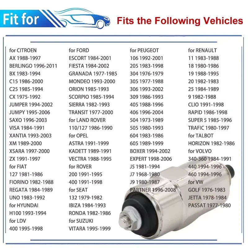 7185.900W Cut Off Stop Solenoid Valve For Ford Peugeot Citroen Lemon 9108-073A SRB851 SRB854 0-129-06 7167-620B 9009-049 168085