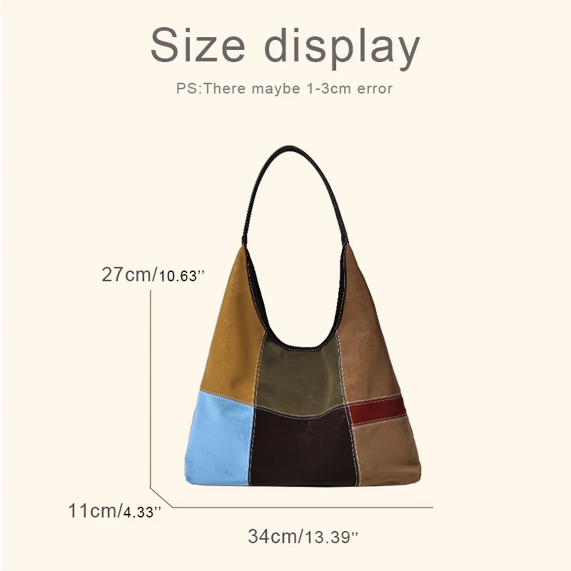 Faux Suede Splicing Design Hobos Bags For Women Luxury Designer Handbag Purse 2026 New In Color Blocking Large Capacity Shoulder
