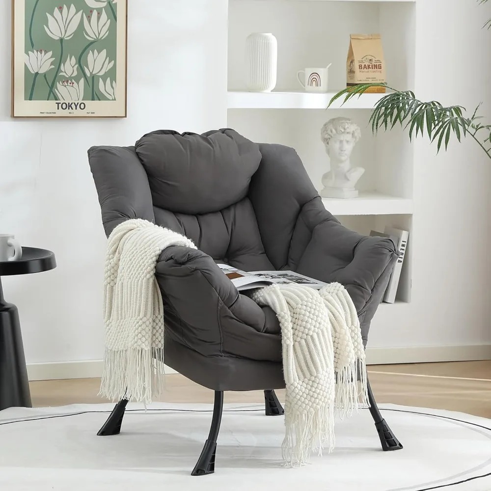 

HOME Lazy Chair for Living Room, Modern Reading Lounge Accent Chair with Armrests and a Side Pocket