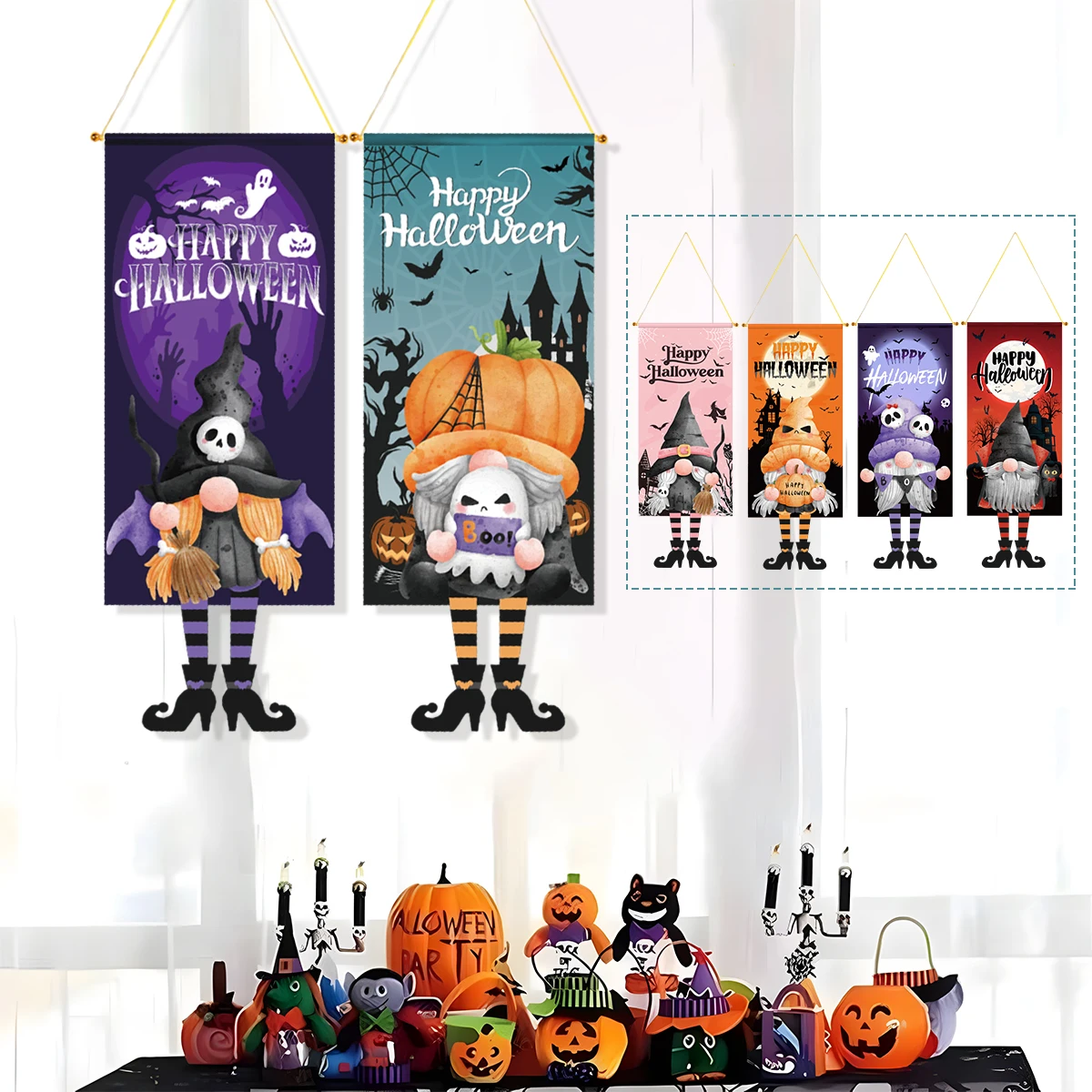 Halloween Hanging Flag Happy Halloween Party Decoration For Home 2024 Halloween Party Suppiles Horror Theme Hanging Flag Banner