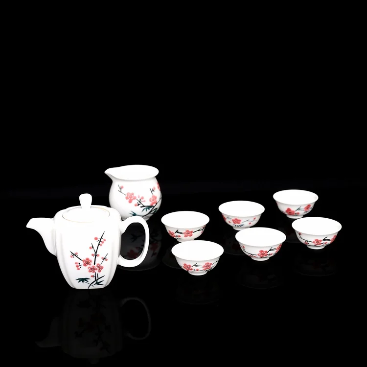 National Porcelain Underglaze Plum Blossom Antique Kungfu Tea Set And Teapot 7501 Porcelain Produced By State-owned Factories