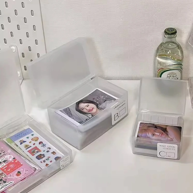 Photo Card Storage Box Kpop Photocards Collection Organizer Transparent Idol Photo Storage Case Desktop Stationery Boxes