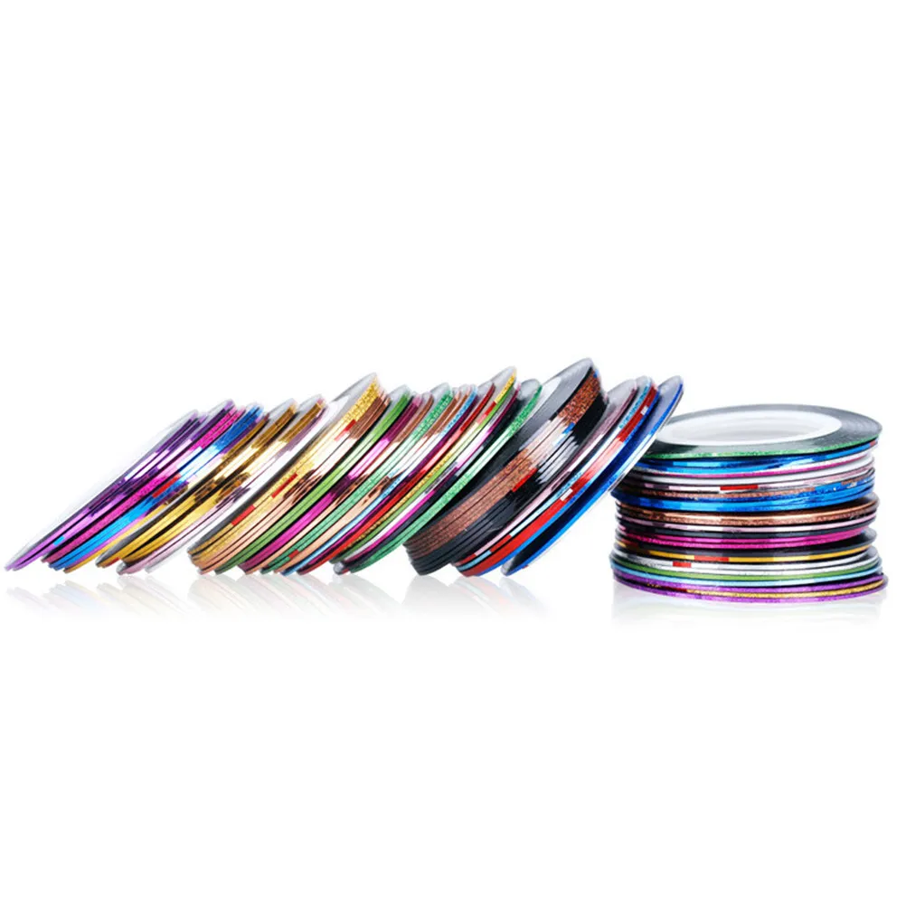 2Sets 30 Rolls Stripe Effect Nail Art Tape Line Adhesive Sticker for Professional Manicurist Home DIY Nail Decoration Design