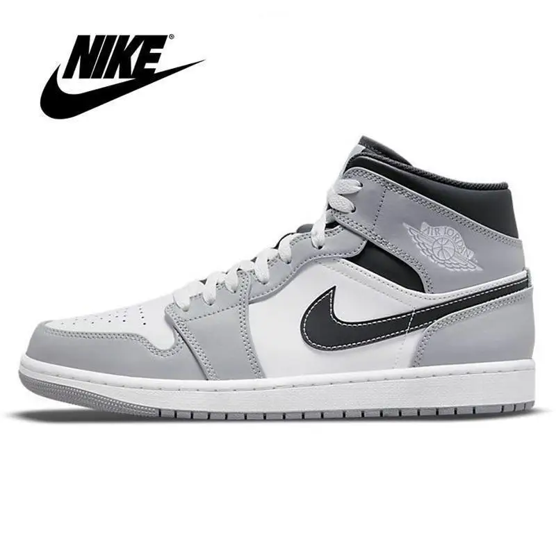

Кроссовки Nike-Air Jordan в ретро стиле 1 One AJ1 Mid Wolf королевский синий белый обсидиан синие женские мужские спортивные кроссовки Баскетбольная обувь 36-47 OA