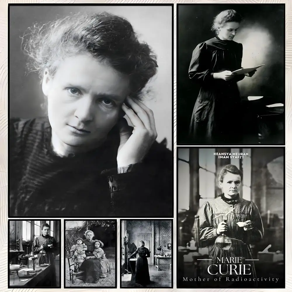 Scientist M-Marie Curie Poster Self-Stick HD PP paper Wall Art Poster, Waterproof Decor for Bedroom, Living Room and Home