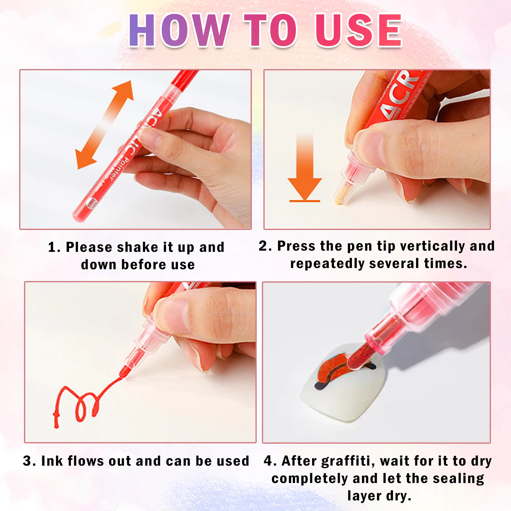 24 Colors Quick Dry Nail Art Painting Pens Set Long-Lasting Waterproof No Fading 3D Painting Dotting Liner Pen Nail Polish Pens