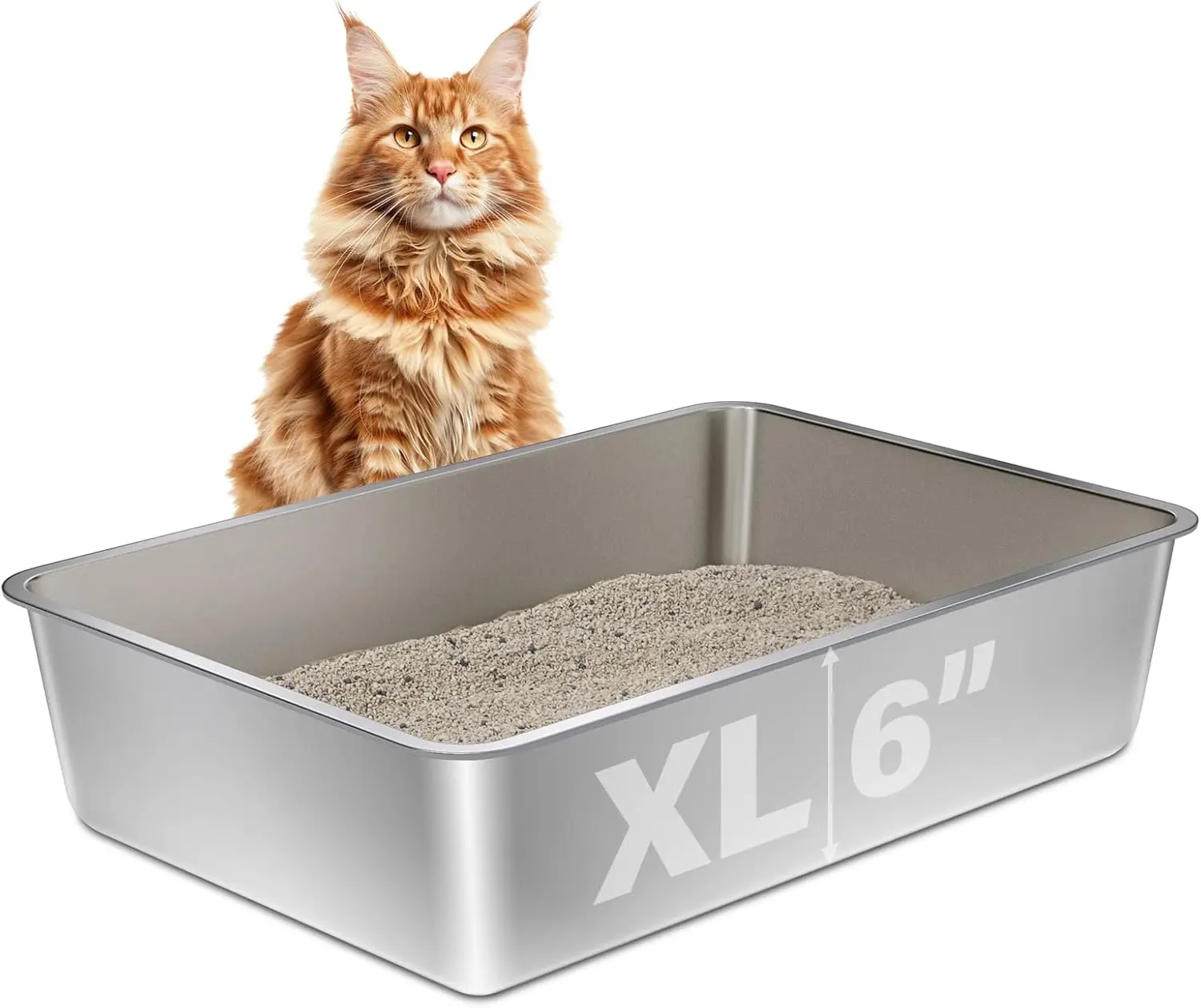 

Лоток для кошачьего туалета из нержавеющей стали XL, 60x40x15 см, очень большой металлический лоток для крупных кошек, несколько вариантов